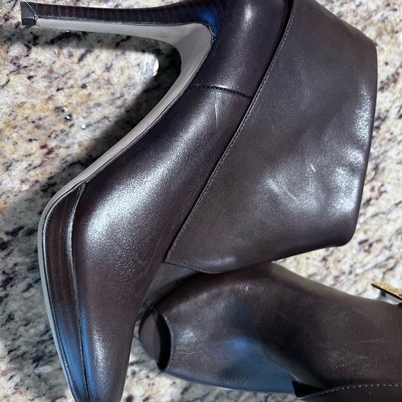 New MICHAEL Michael Kors Brown Leather Ankle Boot 8M Open Toe - Picture 5 of 14